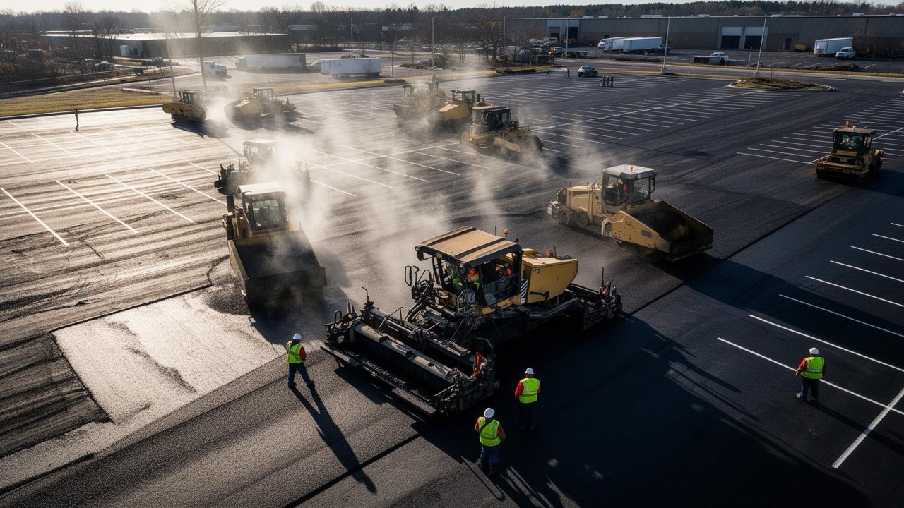 Large-scale paving operation